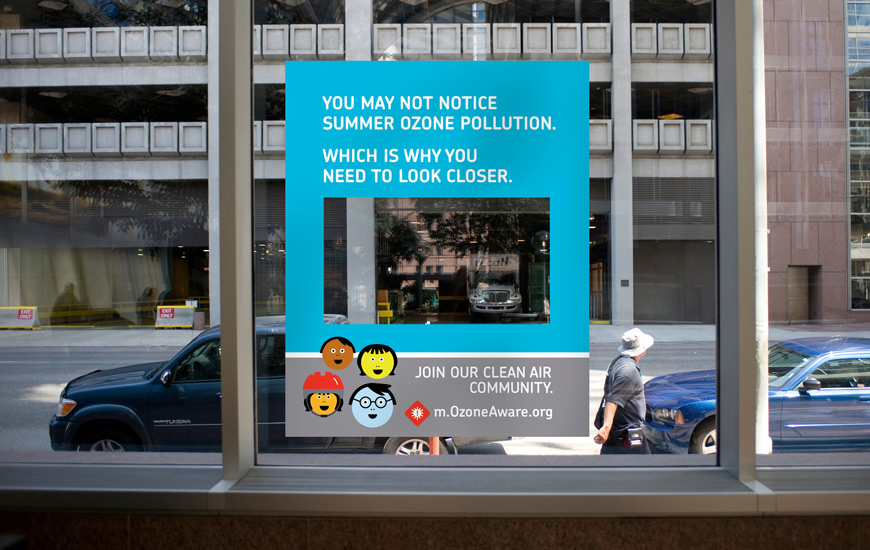 Regional Air Quality Council OzoneAware window cling "Look closer"